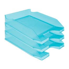 Bandeja Sobremesa Plastico Q-Connect Turquesa Transparente 240x70x340 mm 6 unidades