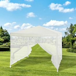 Arbor de jardín con 4 redes de mosquitos - 3x3m - Acero y poliéster 140 G - Blanco