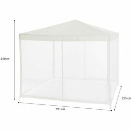 Arbor de jardín con 4 redes de mosquitos - 3x3m - Acero y poliéster 140 G - Blanco