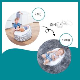 Babymoov Doomoo Nid - Baby Transat - Evolutif y multifunción Pouf del nacimiento - Flor de plata