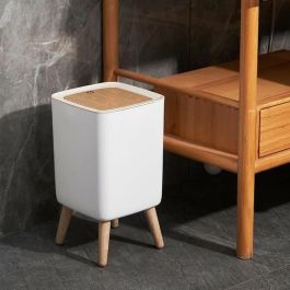 Papelera de baño con empuje independiente - MALMO SQUARE - KITCHEN MOVE - 10L - Madera de diseño