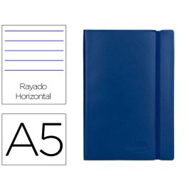 Libreta Liderpapel Simil Piel A5 120 Hojas 70 gr-M2 Horizontal Sin Margen Azul