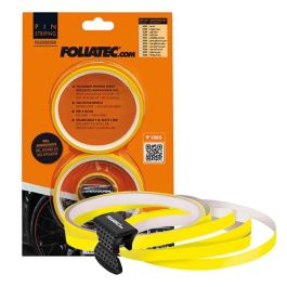 Foliatec FO34389 Pin Striping Diseño Llanta Autoadhesivo con Ayuda de Montaje para 4 Ruedas - Cinta Decorativa PVC Amarillo 6mm