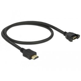 DeLOCK 85463 Cable HDMI-A Macho a HDMI-A Hembra para empotrar, 4K 30Hz, 0.5m, Negro