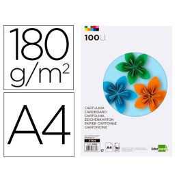 Cartulina Liderpapel A4 180 gr-M2 10 Colores Surtidos Paquete De 100 Hojas