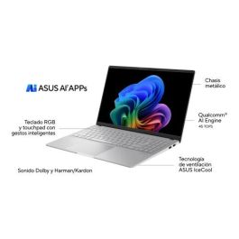 ASUS Vivobook S 15 OLED S5507QA-MA006W - Portátil 15.6" WQHD+ 120Hz, Snapdragon X Elite, 16GB RAM, 1TB SSD, Windows 11 Home, Plata - 90NB14Q2-M00270