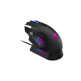 MSI Ratón Versa Pro Wireless + Mouse Dock Pro S12-4301370-CLA, Inalámbrico, Sensor Óptico, 26000 PPP, 15 Botones Personalizables, Negro