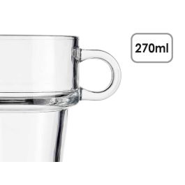 Taza de vidrio apilable Vivalto 270 ml, 10.5x9x8 cm, transparente, apta lavavajillas (24 Unidades) Taza de vidrio apilable Vivalto 270 ml, 10.5x9x8 cm, transparente, apta lavavajillas (24 Unidades)