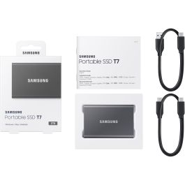 Samsung Portable SSD T7 2TB USB 3.2 Gen2 Tipo C Gris Titanio - NVMe, Lectura 1050MB/s, Escritura 1000MB/s, Aluminio