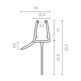 Perfil para mampara con vierteaguas 19,5mm pf6 18x32,5mm tr 18529 micel