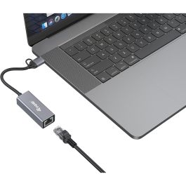 EQUIP Adaptador USB-C a RJ45 2.5Gbps + USB-A para Red Gigabit Ethernet Alámbrico Gris