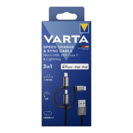 Cable USB Varta 2 m Negro 3 en 1 USB-C Micro USB Lightning Precio: 26.94999967. SKU: B14BYEJCV2