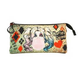 Estuche Portatodo Triple Mad Love DC Comics Harley Quinn Beige