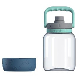 Asobu The Barkley Botella de Agua para Perros con Plato, 1.5 Litros, Tritan, Azul, Uso Interior y Exterior