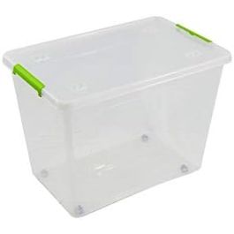 Art Plast Caja Transparente con Ruedas 60 l – Caja de Almacenamiento con Tapa, Cierre, 58,5 x 39 x 42 cm