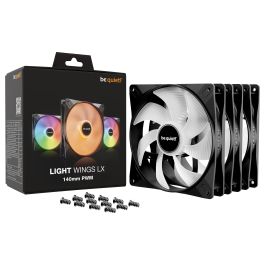 be quiet! LIGHT WINGS LX PWM Triple-Pack Ventilador 140mm con Iluminación LED RGB Controlable y Rodamientos de Rifle para PC