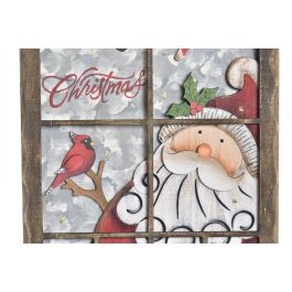 DKD Home Decor Decoración Colgante Navidad Tradicional de Madera con 7 LEDs, Verde y Rojo, 30x19.5x3 cm, Pack de 6 Unidades