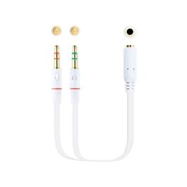 Nanocable 10.24.1203 Cable Adaptador Audio Jack 3.5 Hembra 4 Pines a 2x Macho 3 Pines 20cm Blanco