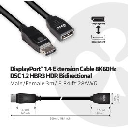Club3D DisplayPort-Kabel 1.4 Verlängerung 3m 8K60HZ St/Bu retail
