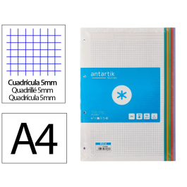 Antartik Recambio A4 80 Hojas 90gr Cuadro 5 mm 4 Taladros Bandas de 5 Colores Pastel Precio: 4.7916. SKU: B138AZZNLH