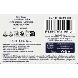 Inde Fiambrera Rectangular Hermética 15.3x11.5 cm 470 cc - Envase de Alimentos Portátil (12 Unidades)