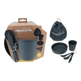 Redcliffs Vajilla para camping 6 piezas, polipropileno, gris