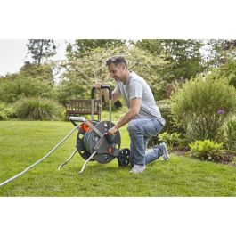 GARDENA Aquaroll Easy Enrollador de Manguera con Manguera de 30 m Ø19 mm, Resistente a Gel