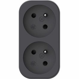 QUARX QUA4004282472360 Biplite Enchufe Doble 2P 16A Negro y Gris Antracita Conforme Norma NF