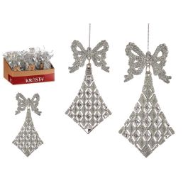 Adorno Árbol Navidad Rombos Lazo Plateado Krist+ 7.5x15.5x1 cm (48 Unidades) Precio: 61.8899996. SKU: B15D3GEXV9