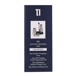 Quttin Set de 2 Aceiteras de Acero Inoxidable con Soporte - 18x9.5x23 cm, 320 ml (12 Unidades)