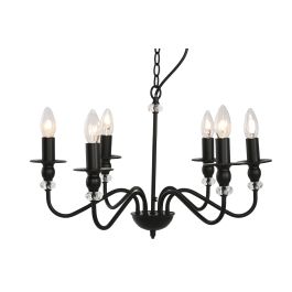 DKD Home Decor Lámpara de Techo Vintage Negra Metal 54 x 46 x 54 cm 6 Brazos E14 25W