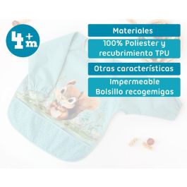 KioKids Babero Impermeable con Mangas Ardilla Verde Little Sauvages +4 meses