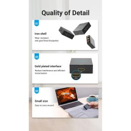 Vention AEFB0 Convertidor RCA a HDMI 1080P@60Hz Metálico Negro para Conectar Dispositivos Antiguos a TV/Proyector Moderno
