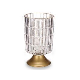 Giftdecor Farol LED Pie Metal Transparente Oro 10.7x18x10.7cm (Set de 6)