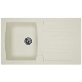 STRADOUR Fregadero de cocina empotrado 1 bandeja + 1 escurridor Arena - Resina - 86 x 50 cm - Blanco