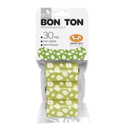 United Pets Bolsas de Recambio Biodegradables para Dispensador Bon Ton Regular Color Verde - 3 Rollos de 10 Bolsas de Plástico Precio: 3.88999996. SKU: S6101733
