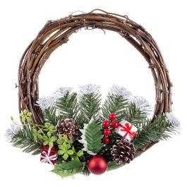 Corona de Navidad Rojo Multicolor Ratán Plástico Piñas 30 cm Precio: 14.88999985. SKU: B1GW557QNF