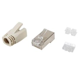Equip 121182 - Kit de 100 Conectores RJ45 blindados Cat 6A, chapados en oro, para cable Ethernet sólido o trenzado Precio: 30.59000032. SKU: B1K3H7ADPP