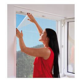 Schellenberg Mosquitera malla fibra de vidrio 130x150cm cierre gancho y bucle, blanca, fácil montaje