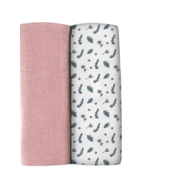 Beaba Arrullos Muselina Algodón Orgánico Certificado Oeko-Tex 120x120cm Rosa Viejo / Campo Floral