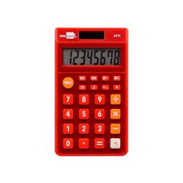 Calculadora Liderpapel Bolsillo Xf11 8 Digitos Solar Y Pilas Color Rojo 115x65x8 mm