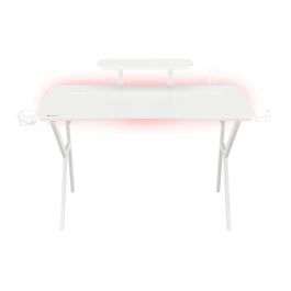 GENESIS Holm 320 RGB Mesa Gaming Blanca, Iluminación RGB, Hub USB 3.0, Carga Inalámbrica, Soporte Auriculares y Monitor 120x60 cm
