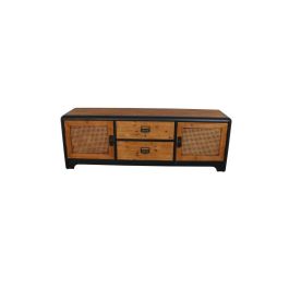DKD Home Decor Mueble TV Loft con 2 Cajones y 2 Puertas, Madera Abeto y Metal, Marrón Oscuro y Gris Oscuro, 150x40x50 cm Precio: 322.8900004. SKU: S3040360