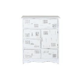 DKD Home Decor Cajonera Romántica de Madera Blanca con 5 Cajones y 1 Puerta (38 cm Fondo x 78 cm Ancho x 102 cm Alto)