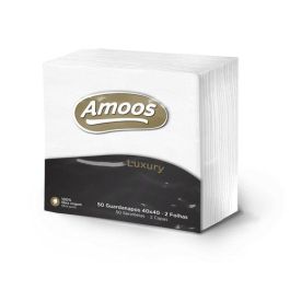 Amoos Servilletas de Celulosa Luxury Blancas 40x40 cm, 2 Capas, 16.5 g/m², Paquete de 50 Unidades Precio: 1.68999974. SKU: B18F23ZG23