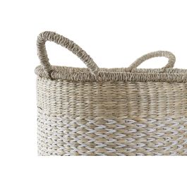 Cesta Boho DKD Home Decor Natural Blanco 30 x 30 x 30 cm (4 Unidades)