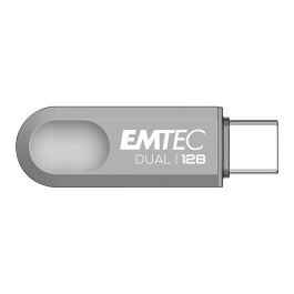 EMTEC D280 Stick Dual USB 3.2 Gen 1 Tipo-C y Tipo-A Giratorio, 128 GB, Plata