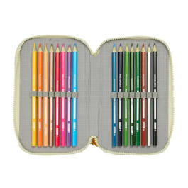 Plumier Triple Mufasa Verde Beige 12,5 x 19,5 x 5,5 cm 37 Piezas