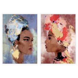 DKD Home Decor Cuadro Colonial Estilo Africano Azul Naranja Dorado Marron Lienzo 83 x 123 x 4.5 cm (2 Unidades) Precio: 136.94999978. SKU: B17LHZ7EJN