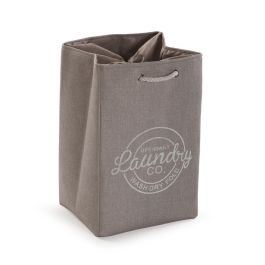 Cesto para la Ropa Sucia Versa Gris Poliéster PVC Metal EVA 30 x 55 x 36 cm
